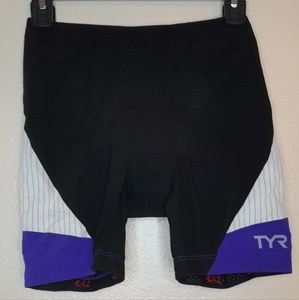 TYR Men’s Carbon TriShorts Padded Moisture Wicking Size S Black/Purple NWOT